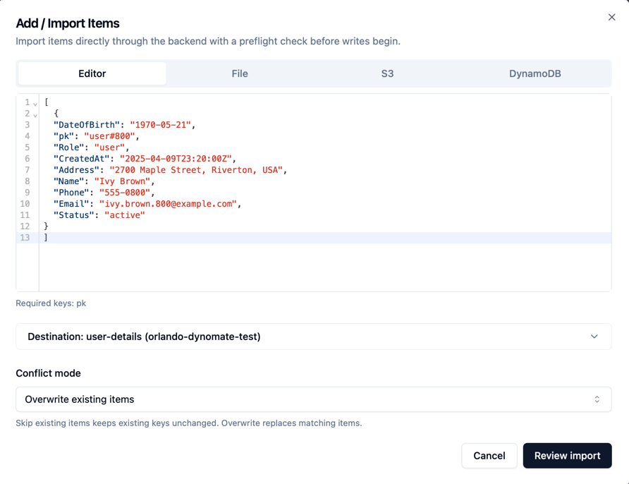 Screenshot for Add / Import Items